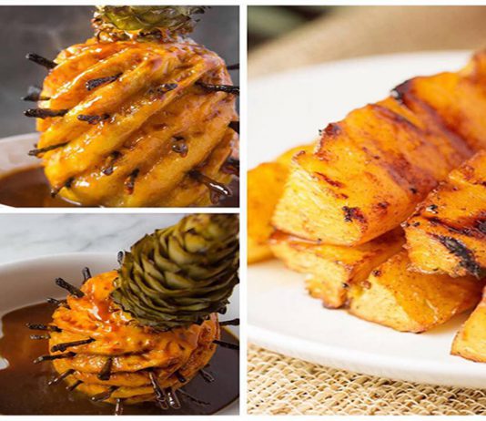 Dứa nướng nhâm nhi cùng ly trà ngày đông