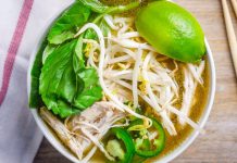 Sliced-chicken noodle soup